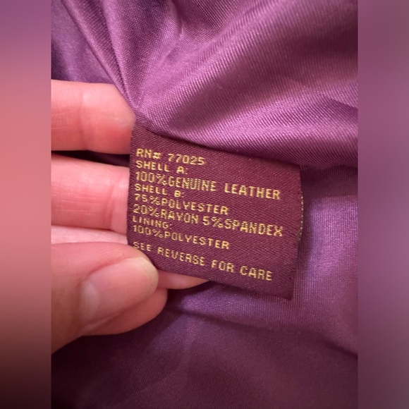 Vintage Hal Rubenstein Sz. L Purple Textured 100% Leather Jacket W/Pockets - Picture 10 of 14